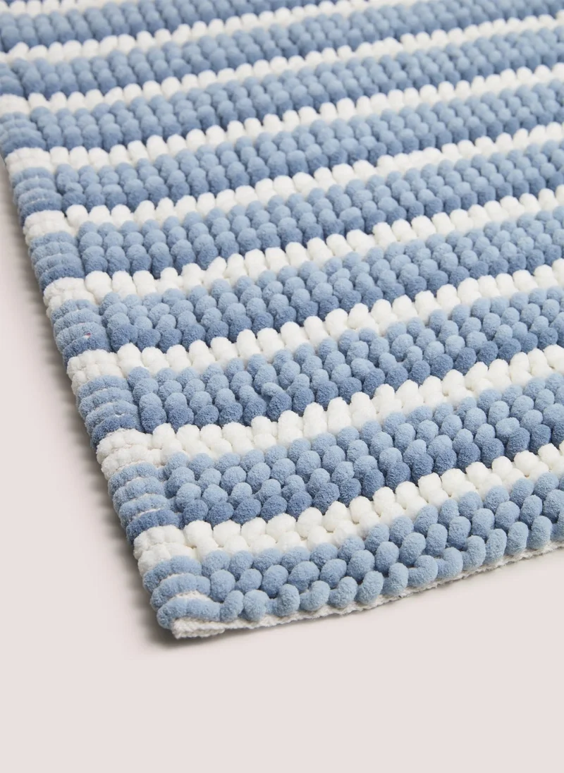 Matalan Blue Striped Bath Mat
